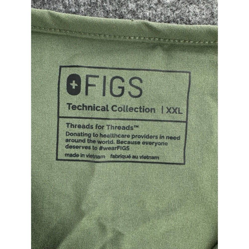 FIGS‎ Scrub Top Mens Sz 2XL Green Leon Technical Collection V-Neck Pocket FM1500 - Picture 2 of 16